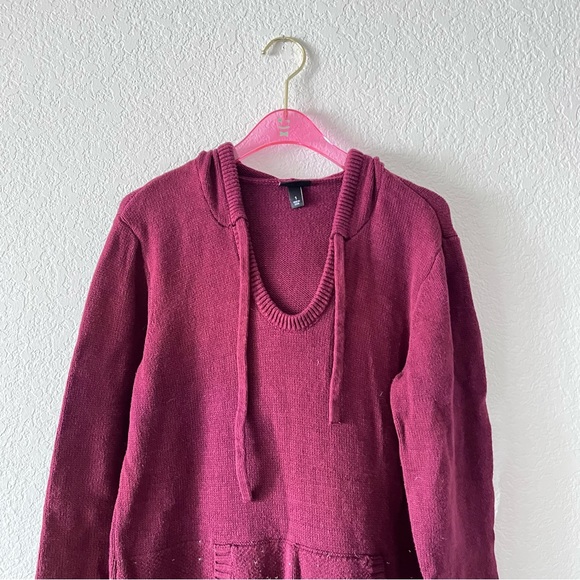 Torrid Lurex Sweater Mini Dress - Burgundy & Gold Size 1 - Picture 3 of 12